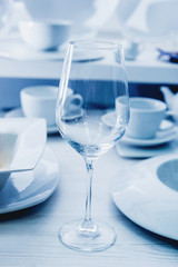 Empty glass on the table.