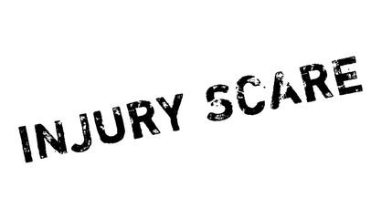 Injury Scare rubber stamp. Grunge design with dust scratches. Effects can be easily removed for a clean, crisp look. Color is easily changed.