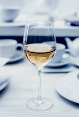 White wine in a glass.