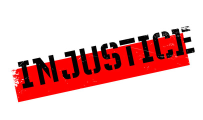 Injustice rubber stamp. Grunge design with dust scratches. Effects can be easily removed for a clean, crisp look. Color is easily changed.