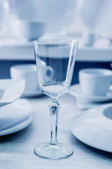 Empty glass on the table.