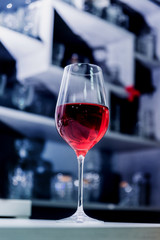 Red wine in a glass.