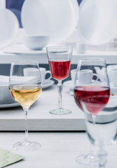 White and red wine in a glass