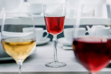 White and red wine in a glass