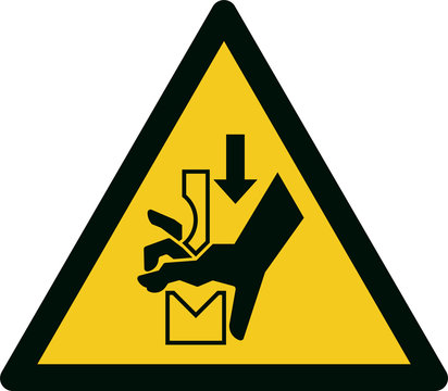 ISO 7010 W030 Warning; Hand crushing between press brake tool