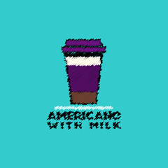 flat vector icon design collection americano with milk