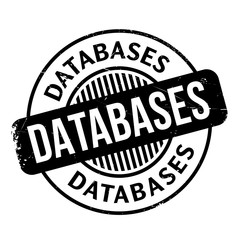 Databases rubber stamp. Grunge design with dust scratches. Effects can be easily removed for a clean, crisp look. Color is easily changed.