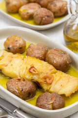 cod fish with potato on dish