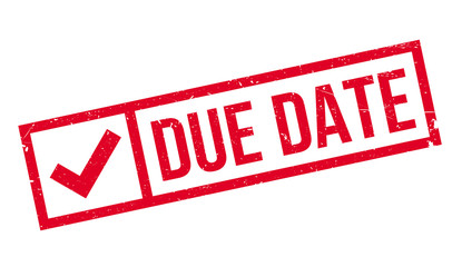 Due Date rubber stamp. Grunge design with dust scratches. Effects can be easily removed for a clean, crisp look. Color is easily changed.