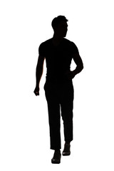 silhouette of man walk