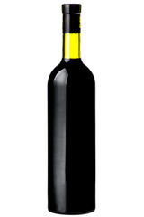 Wine bottle on white background.