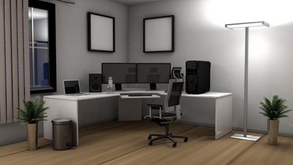 3D illustration of an office setup © vexworldwide