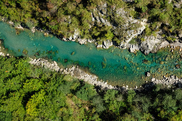Aerial view of the Tara River in Montenegro