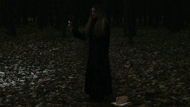 Gothic girl burning pages of the book