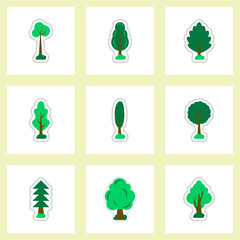 set of Labels with shadow leafs vector icon design collection tree