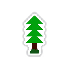 Fototapeta premium set of Labels with shadow tree vector icon tree silhouette