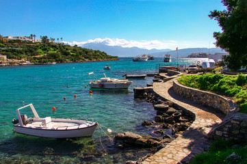 Boats in the bay of Agios Nicolaos, Crete