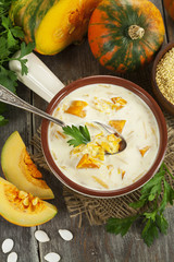Milk soup with pumpkin and millet