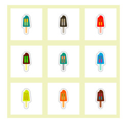 Label icon on design sticker collection ice cream set