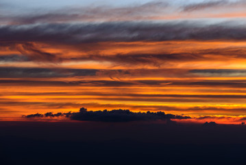 Dramatic sunlight and clouds.