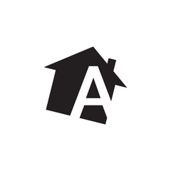 initial letter logo house alphabet black color