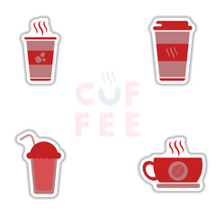 sets of Label Frames and badges vector icons coffee emblem coffee to go