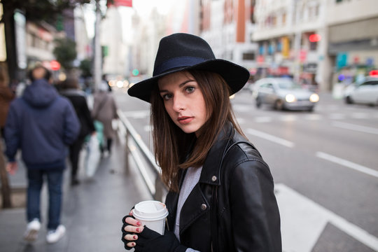 Young stylish woman in the street