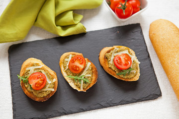Fresh homemade antipasto Bruschetta