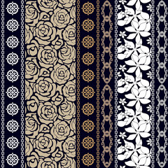 Art deco vintage silk wallpaper with ethnic motifs and bohemian elements. - 134844818
