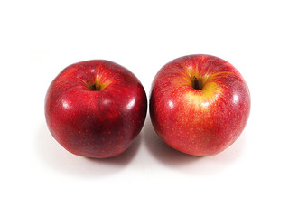 Red apples on white background
