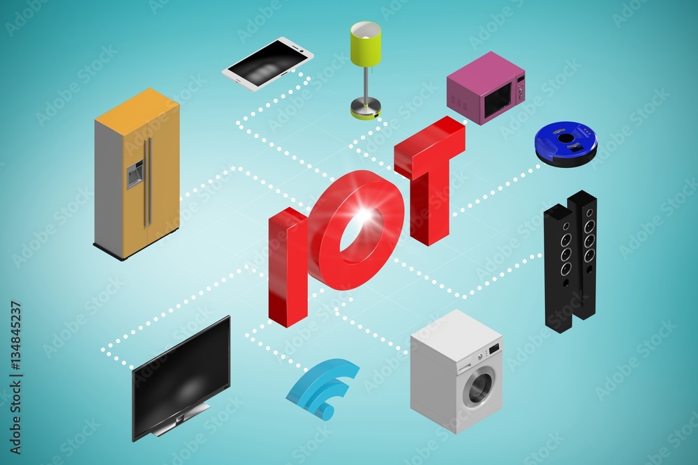 Poster composite image of computer generated image of appliances 3d