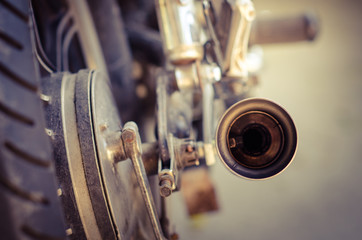 Vintage disc brake with motorcycle wheel.vintage style.