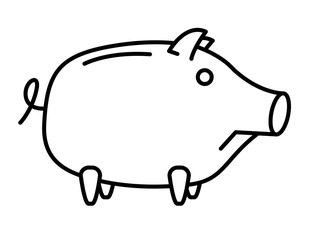 Sad Piggy bank or money box symbol. Thin line linear vector illustration