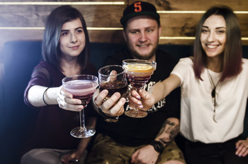 Friends with drinks in bar