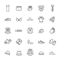Clothes icons, thin line style