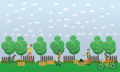 Harvesting and realization concept vector illustration in flat style.