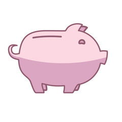 Piggy bank or money box symbol. Thin line linear vector illustration