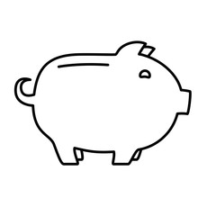 Piggy bank or money box symbol. Thin line linear vector illustration