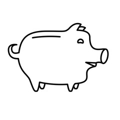 Piggy bank or money box symbol. Thin line linear vector illustration