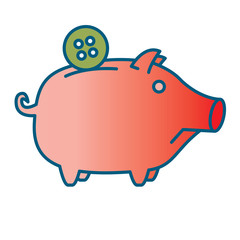 Sad Piggy bank or money box symbol. Thin line linear vector illustration