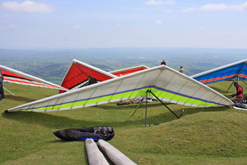 Hang Gliders prepared for launch