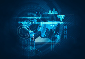Business technology futuristic blue virtual graphic touch user interface