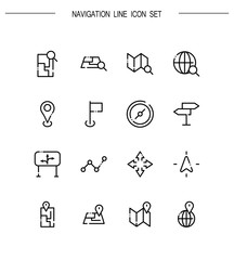 Navigation flat icon set.