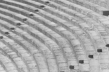 Curved black and white stairs in roman theatre