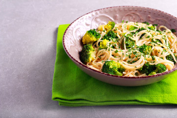 Creamy broccoli spaghetti pasta