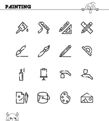 Painting flat icon set.