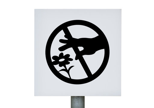 Don't Pick The Flowers Sign On White Background Photo