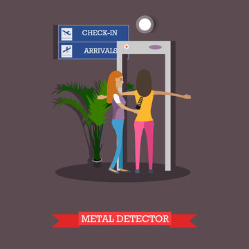 Airport security checkpoint concept design element in flat style.