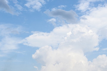 Naklejka na ściany i meble blue sky with big white cloud and raincloud in nature
