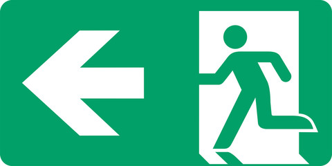 ISO 7010 E001 Emergency exit (left hand)